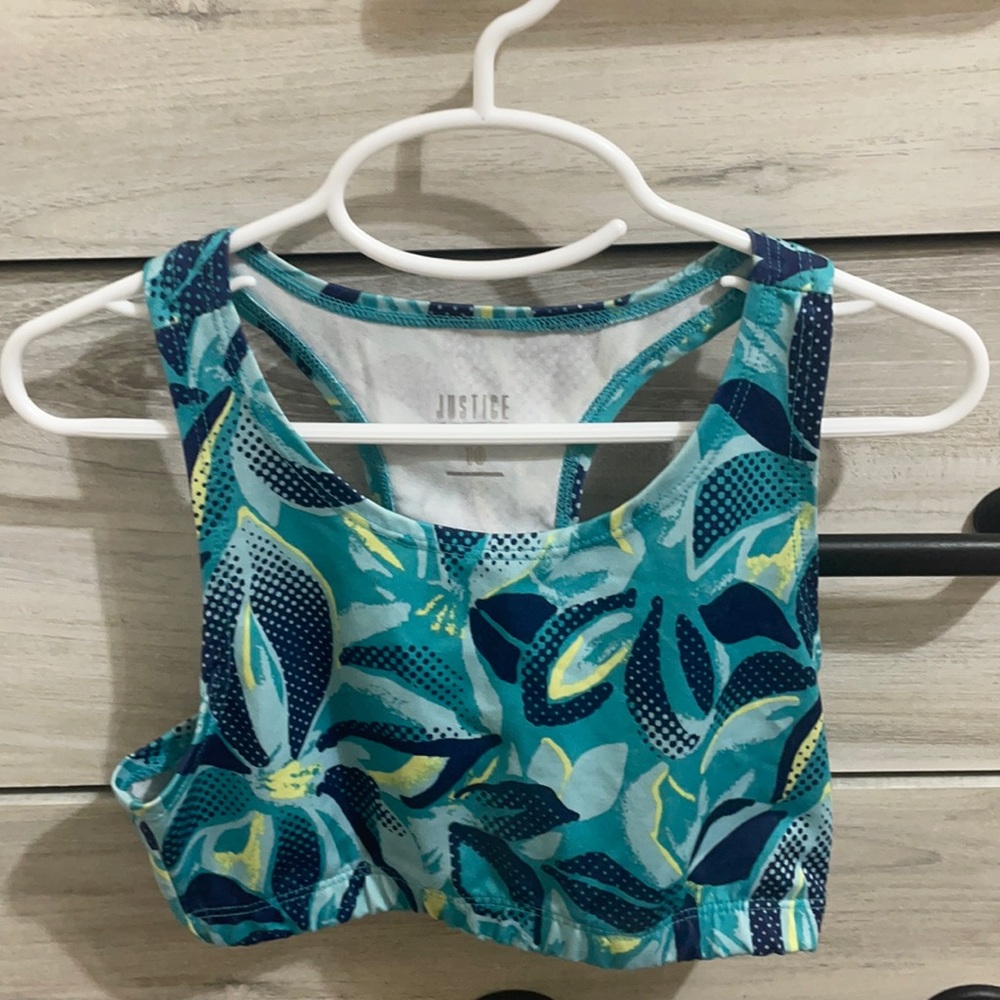 blue and green sports bra